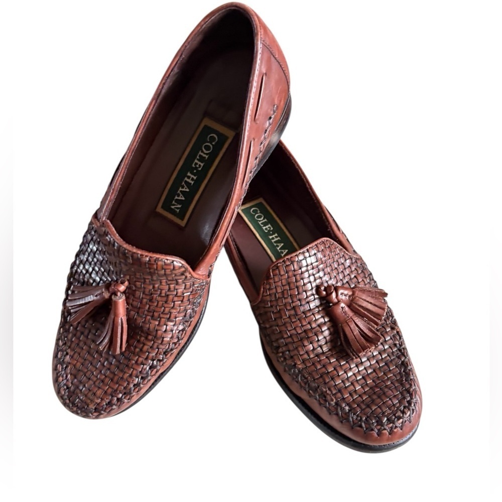 Cole Haan Women’s Woven Tassel Loafers in Chestnut Brown